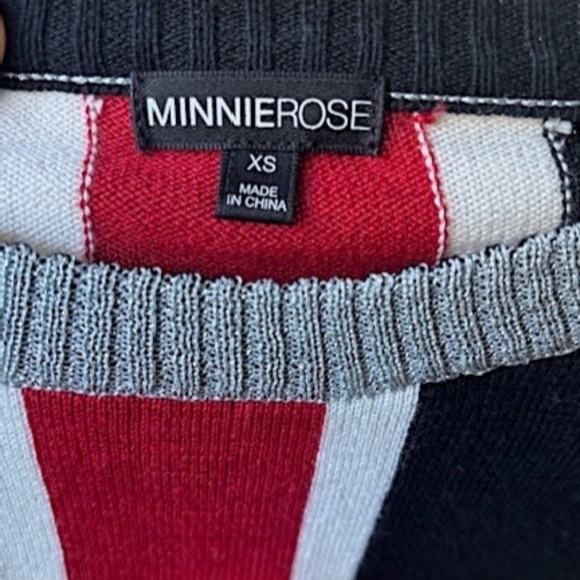 $244 MINNIE ROSE Union Jack Cotton/Cashmere Blend Sweater NWOt/sz XS - Picture 11 of 12
